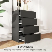 HOMCOM 4 Drawer Chest Storage Cupboard Freestanding Drawer Unit, Black(m-4)