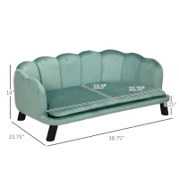 PawHut Pearl Design Pet Sofa for Medium and Large Sized Dogs, Pet Bed with Cushion and Solid Wood Legs, Green(m-3)