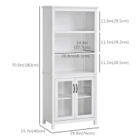 HOMCOM Multifunctional Storage Cabinet Bookcase with Adjustable Shelves Display Rack for Study, Kitchen, Living Room, White(m-3)