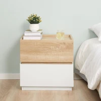 HOMCOM Bedside Table with 2 Stackable Drawers, Modern Nightstand, End Table for Bedroom, Natural(m-8)