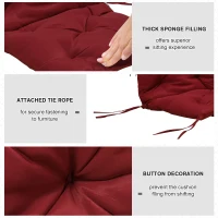 Outsunny Patio Chair Cushions Set of 2, 39" x 20" x 3" Outdoor Tufted Cushion Set with Ties for Indoor Outdoor Garden Furniture, Wine Red(m-6)