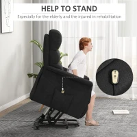 HOMCOM Power Lift Chair for Seniors, Electric Lift Recliner Chair with Remote Control, Side Pockets for Living Room, Black(m-4)