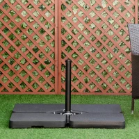 Outsunny Set of 4 Parasol Base Stand Weights for Banana Hanging Cantilever Umbrella, Can Be Filled with Sand or Water, Black(m-1)