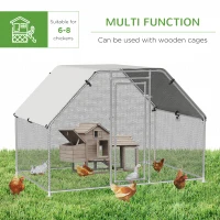 PawHut Large Chicken Coop Metal Chicken Run for Chickens with Waterproof and Anti-UV Cover, Flat Shaped Walk in Fence Cage Hen House for Outdoor and Yard Farm Use, 1.26" Dia, 9' x 6' x 6.5'(m-5)