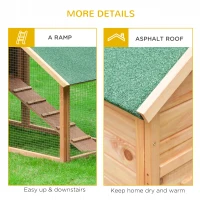 PawHut 62x26x47 Inches Rabbit Hutch Chicken Coop Wooden Poultry Hen House Small Animal Pet Cage with Outdoor Run and Ramp(m-7)