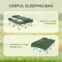 Outsunny 2-Person Folding Camping Cot Portable Outdoor Bed Set with Sleeping Bag, Inflatable Air Mattress, Comfort Pillows and Carry Bag, Soft and Comfortable for Outdoor Travel Camp Beach Vacation(m-6)