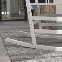 Outsunny 3 Pieces Outdoor Rocking Chair Set, Wooden Patio Rocking Chair Set with Folding Table, High Back and Armrests, White(m-9)