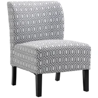 HOMCOM Armless Accent Chair for Bedroom, Upholstered Slipper Side Chair for Living Room with Wood Legs, Grey(m-11)