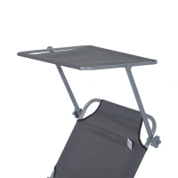 Outsunny Outdoor Lounge Chair, Adjustable Folding Chaise Lounge,  Tanning Chair with Sun Shade for Beach, Camping, Hiking, Backyard, Grey(m-10)
