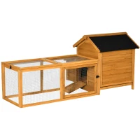 PawHut 2-Tier Chicken Coop, Wooden Hen House, Poultry Habitat Outdoor Backyard with Removable Tray, Nesting Box, Outside Run, Ramp, 71"x36"x31"(m-2)