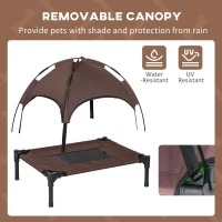 PawHut Elevated Cooling Pet Bed Portable Raised Dog Cot with Canopy for Small-Sized Dogs, Coffee(m-6)