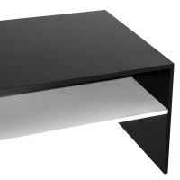 HOMCOM Modern Coffee Table,  2-tier Rectangular Center Table with Storage Shelves for Living Room, Black/White(m-8)