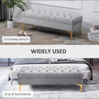 HOMCOM End of Bed Bench, Upholstered Bench, Entryway Shoe Bench with Button Tufted for Living Room, Bedroom, Grey(m-4)