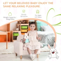 Qaba Kids Sofa, Toddler Armchair and Couch with Rabbit Ear Backrest and Wooden Legs for  Preschool, Bedroom, Kindergarten, Cream(m-6)