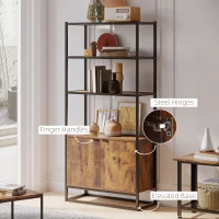 HOMCOM Storage Cabinet with 3 Open Shelves Cupboard Freestanding Tall Organizer Multifunctional Rack for Livingroom Bedroom Kitchen Rustic Brown(m-6)