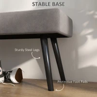 HOMCOM 39 Inches Upholstered Bedroom Bench, Modern End of Bed Bench with Steel Legs, Gray(m-5)