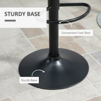 HOMCOM Bar Stools Set of 2, Adjustable Height Swivel Bar Chairs, PU Leather Upholstered Kitchen Counter Stools with Wide Seat, Back and Footrest, Black(m-6)