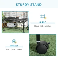 PawHut 52" Bird Cage with Rolling Stand, Toys, for Budgies Canaries Black(m-7)