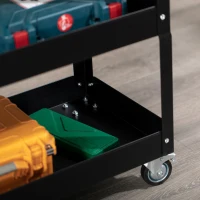 DURHAND 3 Tier Rolling Tool Cart with Wheels, 330 LBS Capacity Heavy Duty Utility Cart, Mobile Service Cart for Garage, Black(m-10)
