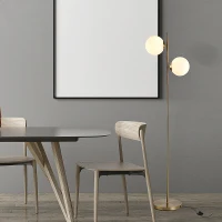 HOMCOM Floor Lamp w/ 2pcs Glass Lamp Shade Modern Portable Decorative Lamp, White(m-7)