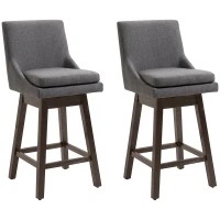 HOMCOM Bar Height Bar Stools Set of 2, Armless Upholstered Swivel Barstools Chairs with Soft Padding Cushion and Wood Legs, Dark Gray(m-11)