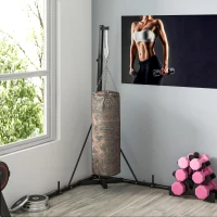 Soozier Foldable Punch Bag Stand, Height Adjustable Heavy Bag Stand with Weighted Base, Free Standing for Home Gym, Stand Only(m-10)