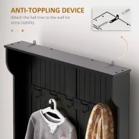 HOMCOM 3-In-1 Hall Tree w/ Coat Rack, Shoe Storage and Bench Seat, Entryway Bench w/ 4 Hooks for Hallway, Living Room, Black(m-5)