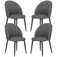 HOMCOM Modern Dining Chairs Set of 4, Upholstered Dining Room Chairs with Metal Legs, Shell Backrest, Padded Seat, Dark Grey(m-2)