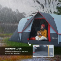 Outsunny 5-6 Person Family Tent, Outdoor Camping Tent with Lighting Hook, Carrying Bag for Camping, Hiking and Travelling, Grey(m-5)