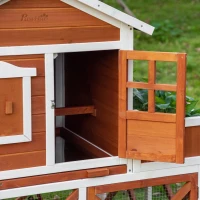PawHut 44" Chicken Coop, Wooden Hen Run House, Rabbit Hutch with Nesting Box, Removable Tray, Asphalt Roof, Planting Lattice, Orange(m-10)