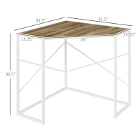 HOMCOM Corner Desk for Small Spaces, Small Computer Desk with Metal Frame, Space Saving Home Office Desk Workstation, White(m-3)