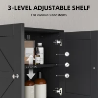 kleankin Farmhouse Bathroom Medicine Cabinet, Wall Cabinet with Barn Doors, and Adjustable Shelf for Laundry Room, Black(m-6)