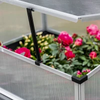 Outsunny Raised Garden Bed with Cold Frame Greenhouse and Storage Shelf, Aluminum & PVC Elevated Planter Box for Herbs and Vegetables, Use for Patio, Backyard, Balcony(m-9)