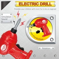 Qaba 55 PCS Kids Workbench and Construction Toy, Toddler Tool Workshop, STEM Educational Pretend Play, w/ Shelf Storage Box, Gift for Boys & Girls, Aged 3-6 Years Old(m-7)