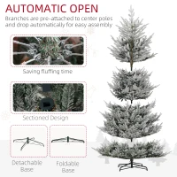 HOMCOM 9 FT Artificial Christmas Tree, Flocked Hinged Xmas Tree with 1939 Tips, Steel Base, Auto Open, Green(m-6)