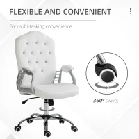 Vinsetto Velvet Office Chair Desk Chair with 360 Degree Swivel Wheels Adjustable Height Tilt Function White(m-6)