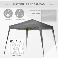 Outsunny 8' x 8' Pop Up Canopy, Outdoor Folding Tent, Portable Party Tent with Carrying Bag for Camping, Party, Picnic, Grey(m-4)