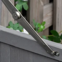 Outsunny Wooden Garden Tool Storage Shed Kit with Hinged Roof, 2-Tier Shelves and Double Doors, 74x43x88cm, Dark Grey(m-10)