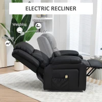 HOMCOM Lift Chair for Seniors, PU Leather Upholstered Electric Recliner Chair with Remote, Side Pockets, Quick Assembly, Black(m-5)