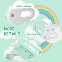 Qaba 2-IN-1 Kids Seesaw Teeter Totter Kids Table and Chair Set with Easy-Grip Handles Indoor Outdoor Playroom Backyard, Grey(m-7)