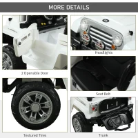 Aosom 12V Kids Electric Ride On Car Toy Jeep power wheels with Remote Control, White(m-5)
