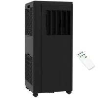 HOMCOM 8000 BTU Smart WiFi Enabled Portable Air Conditioner for Rooms Up to 215 Sq. Ft., 3-in-1 Moible AC Unit with Dehumidifier, Fan, Sleep, App & Remote, 24H Timer, Window Installation Kit, Black(m-11)