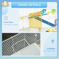 PawHut 31" Large Hamster Cage, Small Animal House, Multi-storey Gerbil Haven, Tunnel Tube System, with Water Bottle, Exercise Wheel, Food Dish, Ramps, White(m-7)