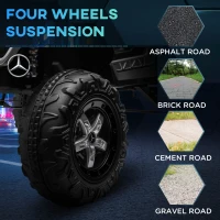 Aosom Licensed Mercedes-Benz Unimog 12V Kids Ride on Truck with Remote Control, Battery Powered Electric Car with Spring Suspension, LED Light, Horn, Music, Black(m-4)