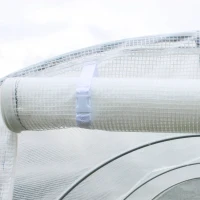 Outsunny 9.8' x 6.6' x 6.6' Plastic Greenhouse Cover Replacement, Heavy Duty Waterproof Tarp for Hoop House, Sheeting with 6 Windows, Door & Reinforcement Grid, White(m-9)