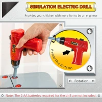 Qaba 2 in 1 Kids Workbench 79 Pcs Construction Playset Toy with Battery-Powered Drill, Hammer, Saw, Storage Tray for Ages 3+, Black and Gray(m-6)