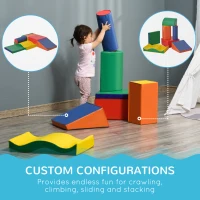 Soozier 7 Pieces Soft Play Foam Climbing Blocks, Indoor Modular Kids Play Toys for Climbing, Crawling, Sliding, Multicolour(m-5)