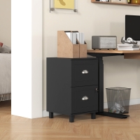 HOMCOM 2-Drawer Small Filing Cabinet Lockable Home Office Storage Cabinet with Adjustable Hanging Bars for A4 Letter Black