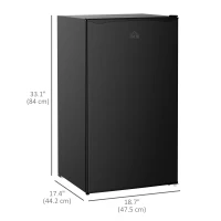 HOMCOM Compact Refrigerator, Mini Fridge with Freezer, Adjustable Shelf, Mechanical Thermostat and Reversible Door, Black(m-3)