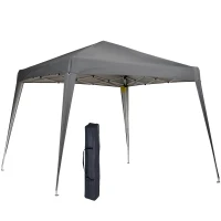 Outsunny 8' x 8' Pop Up Canopy, Outdoor Folding Tent, Portable Party Tent with Carrying Bag for Camping, Party, Picnic, Grey(m-11)